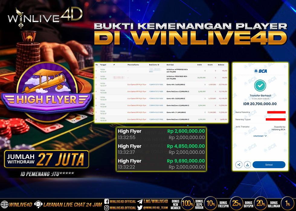WINLIVE4D JACKPOT LIVE CASINO HIGH FLYER