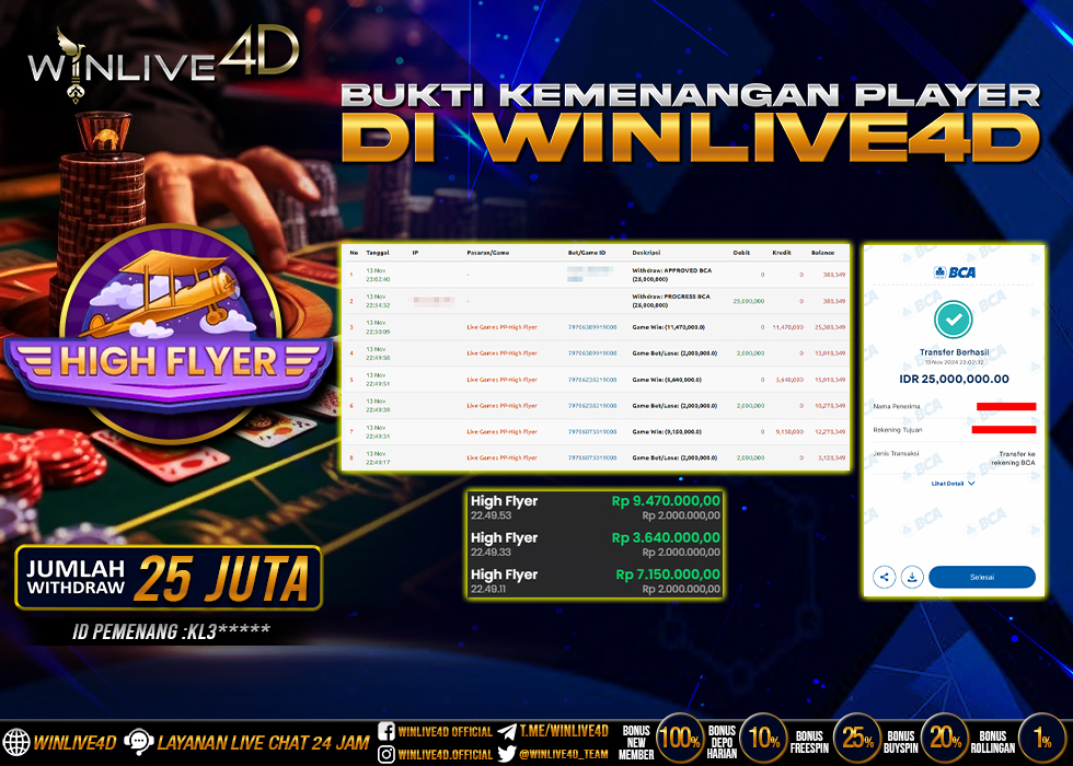 WINLIVE4D JACKPOT LIVE CASINO HIGH FLYER