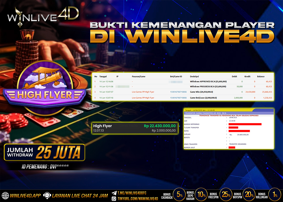 WINLIVE4D JACKPOT LIVE CASINO HIGH FLYER