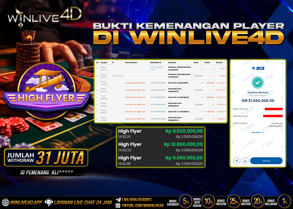WINLIVE4D JACKPOT LIVE CASINO HIGH FLYER