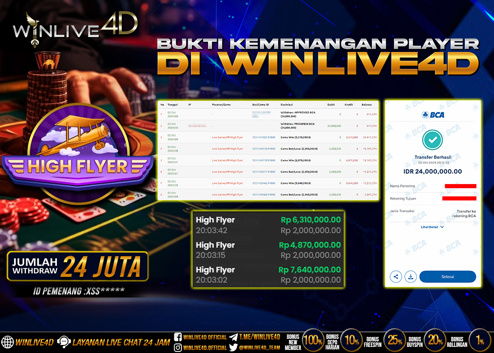 WINLIVE4D JACKPOT LIVE CASINO HIGH FLYER