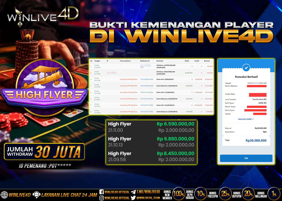 WINLIVE4D JACKPOT LIVE CASINO HIGH FLYER