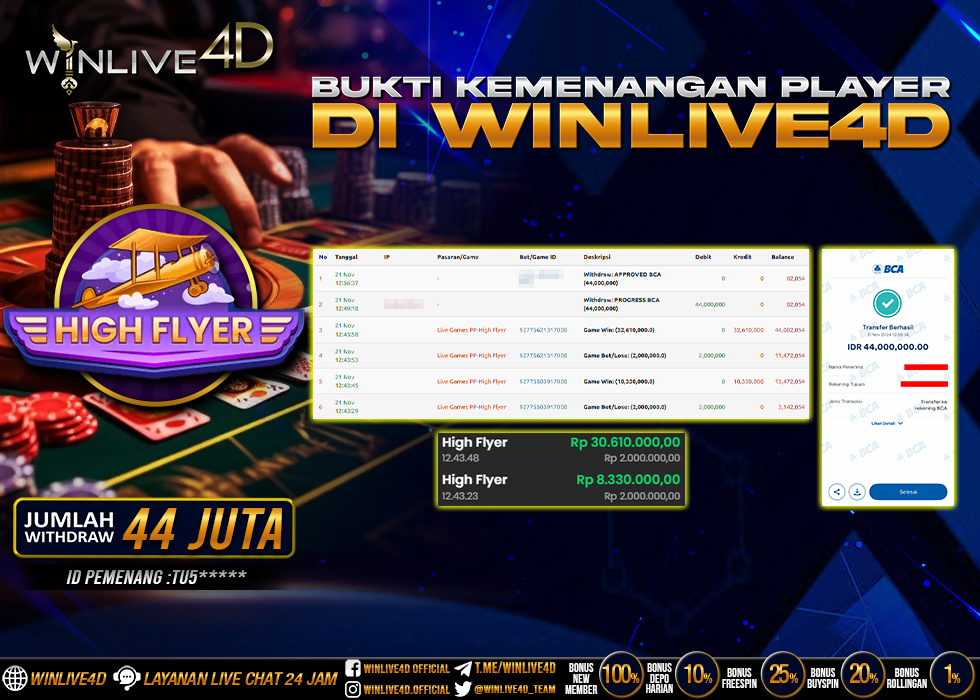 WINLIVE4D JACKPOT LIVE CASINO HIGH FLYER