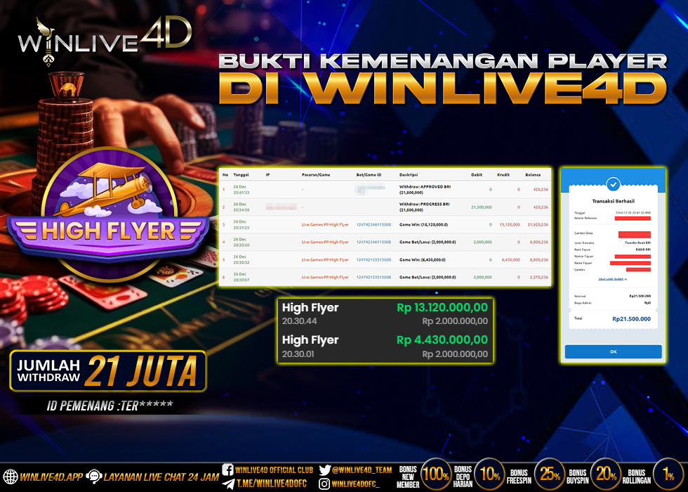WINLIVE4D JACKPOT LIVE CASINO HIGH FLYER
