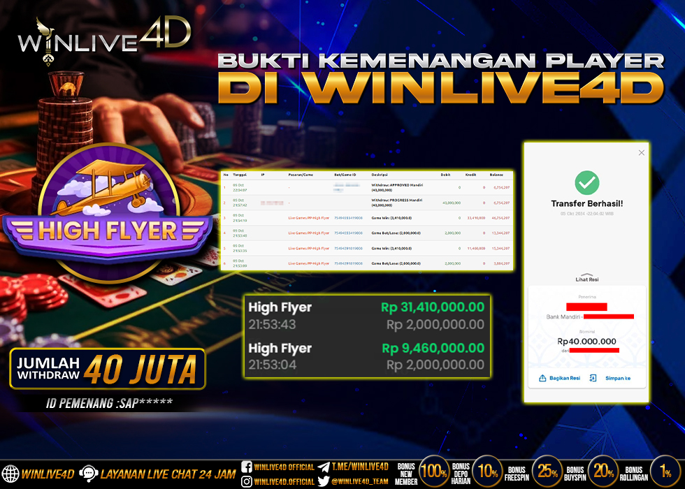 WINLIVE4D JACKPOT LIVE CASINO HIGH FLYER