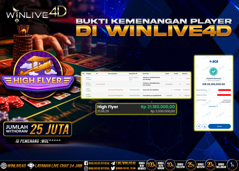 WINLIVE4D JACKPOT LIVE CASINO HIGH FLYER