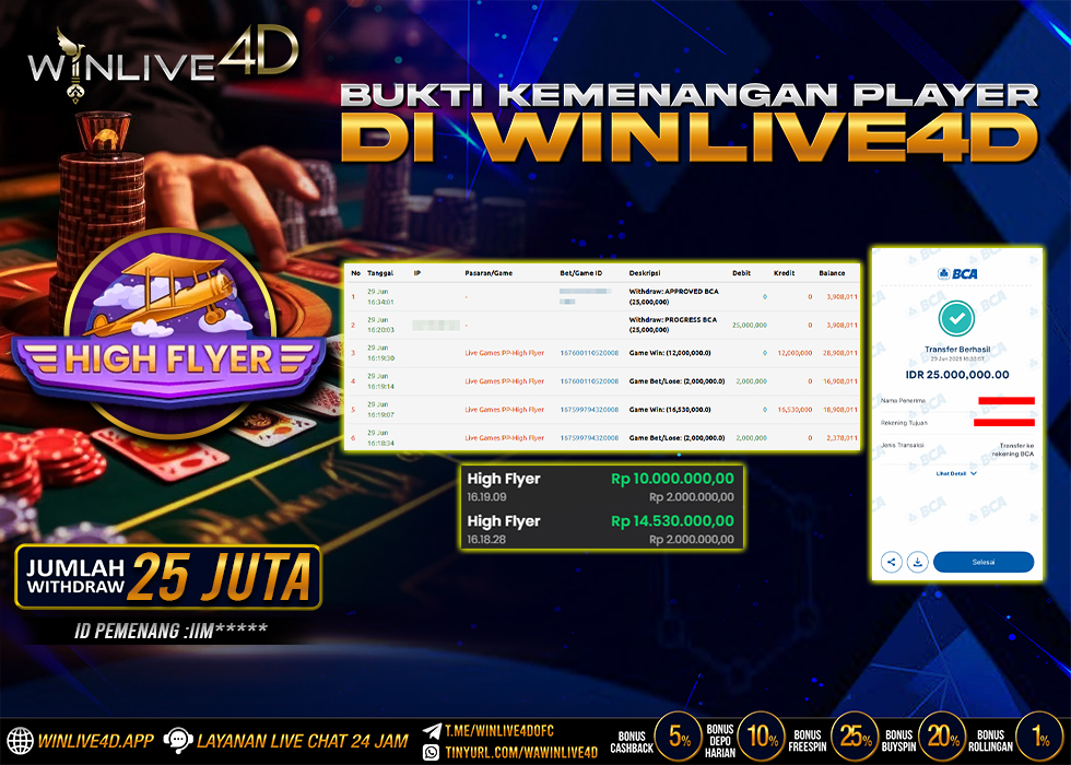 WINLIVE4D JACKPOT LIVE CASINO HIGH FLYER