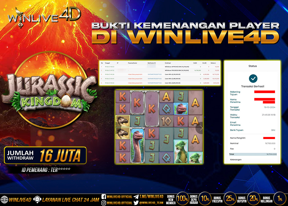 WINLIVE4D JACKPOT SLOT JURASSIC KINGDOM RP.16.700.000