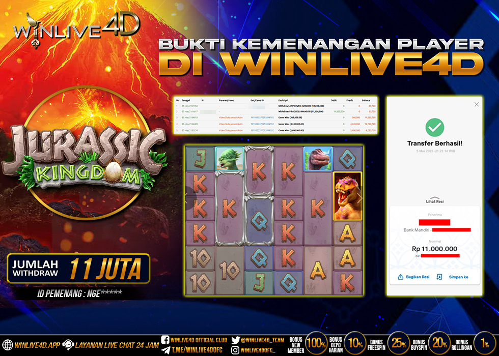 WINLIVE4D JACKPOT SLOT JURASSIC KINGDOM