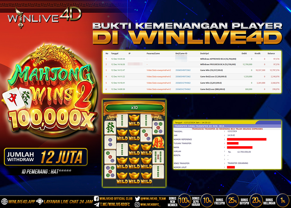 WINLIVE4D SLOT MAHJONG WINS 2 100.000X