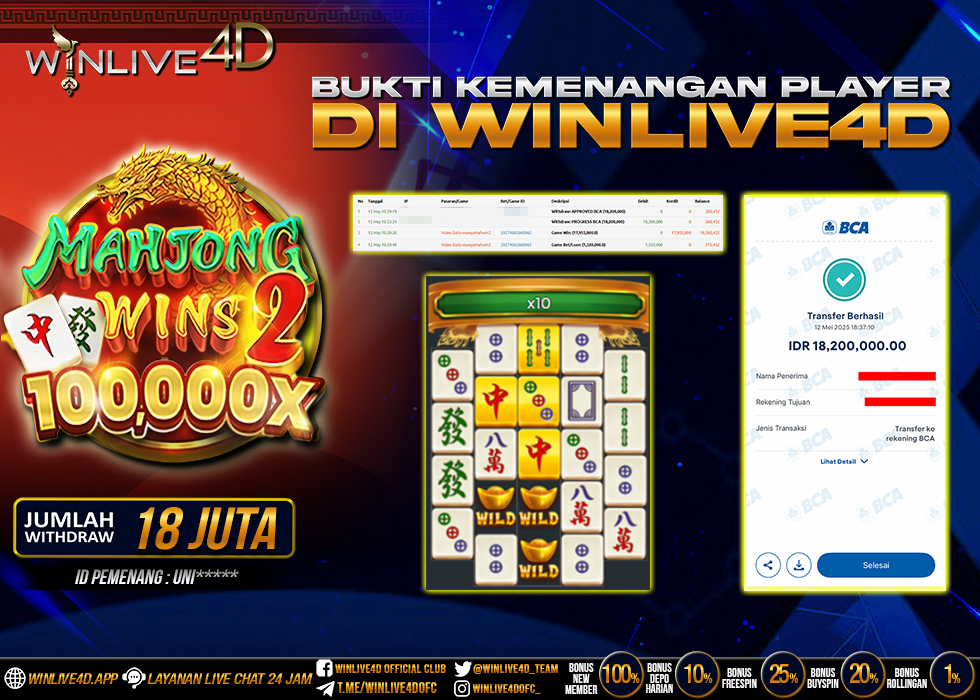 WINLIVE4D SLOT MAHJONG WINS 2 100.000X