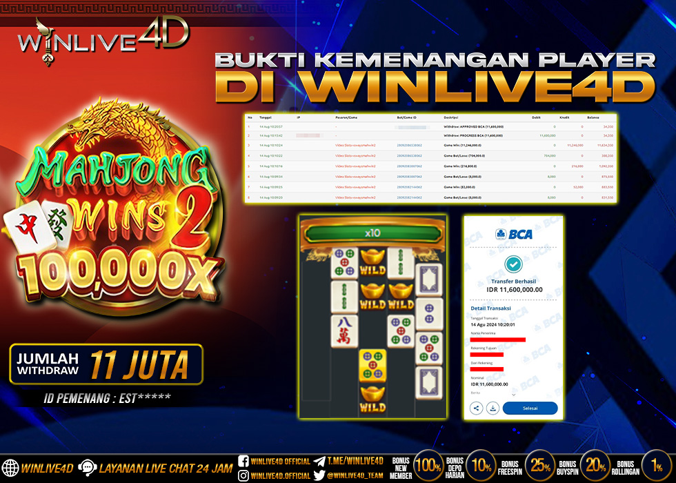 WINLIVE4D SLOT MAHJONG WINS 2 100.000X