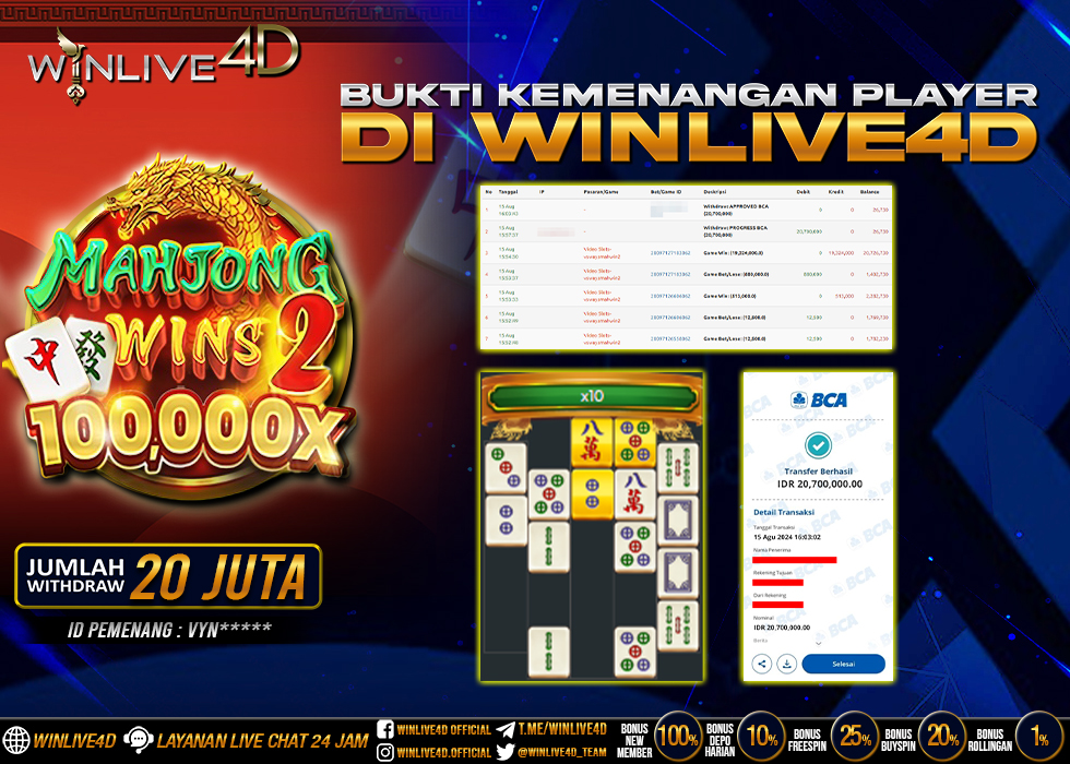 WINLIVE4D SLOT MAHJONG WINS 2 100.000X