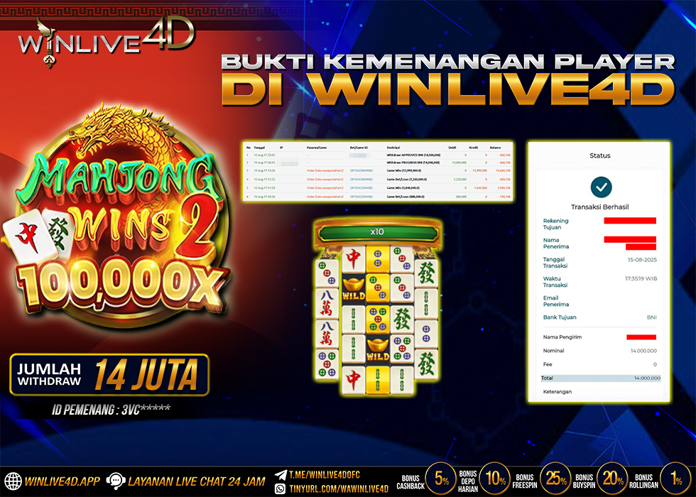 WINLIVE4D SLOT MAHJONG WINS 2 100.000X