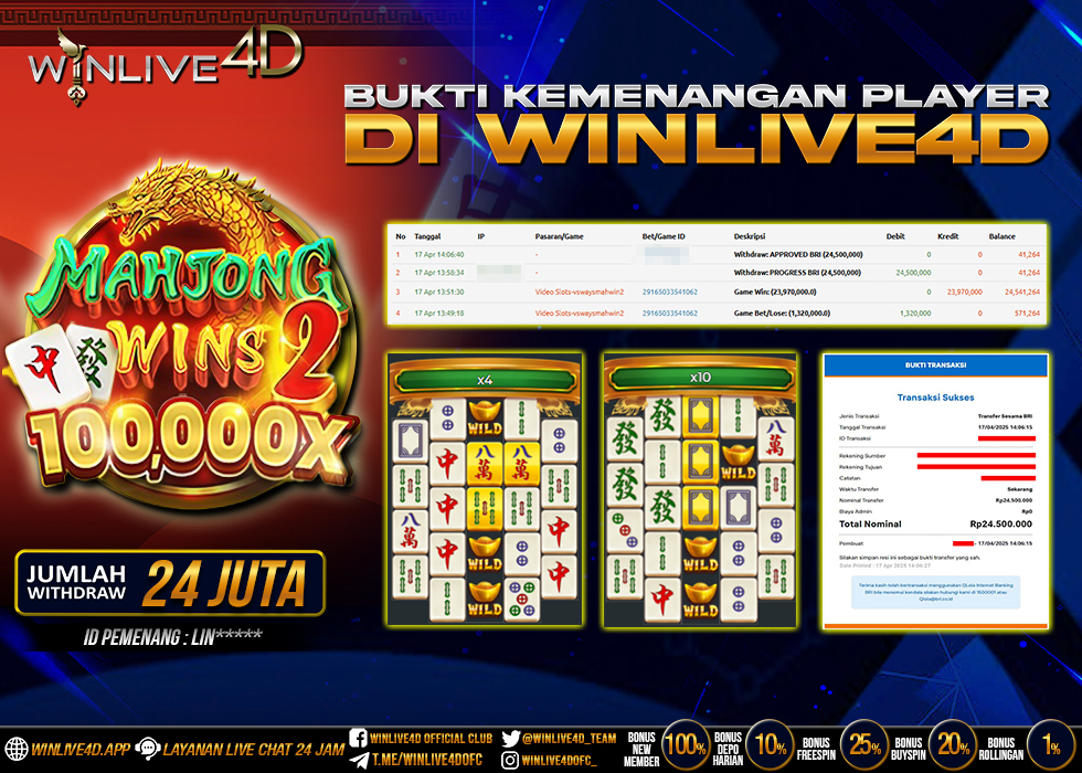 WINLIVE4D SLOT MAHJONG WINS 2 100.000X