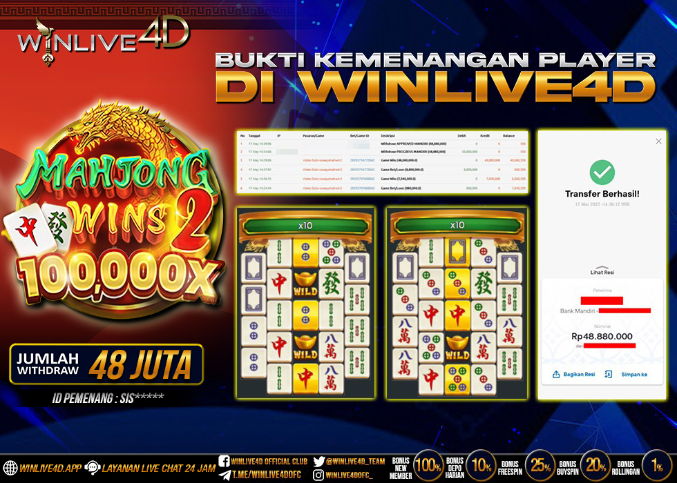 WINLIVE4D SLOT MAHJONG WINS 2 100.000X