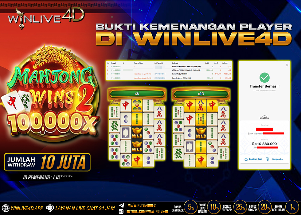 WINLIVE4D SLOT MAHJONG WINS 2 100.000X