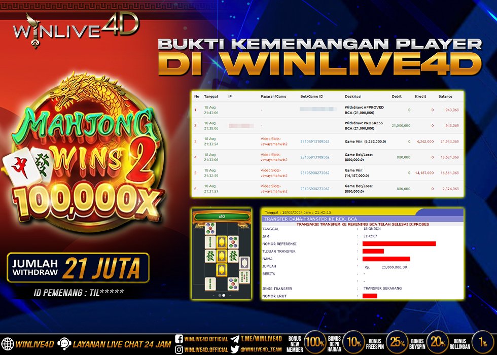 WINLIVE4D SLOT MAHJONG WINS 2 100.000X