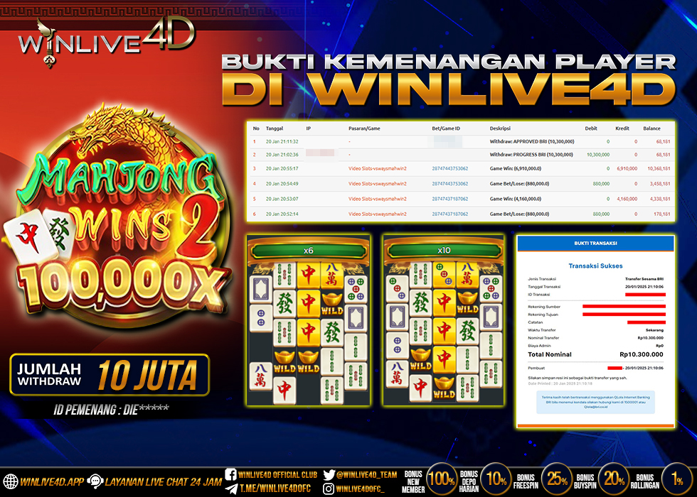 WINLIVE4D SLOT MAHJONG WINS 2 100.000X