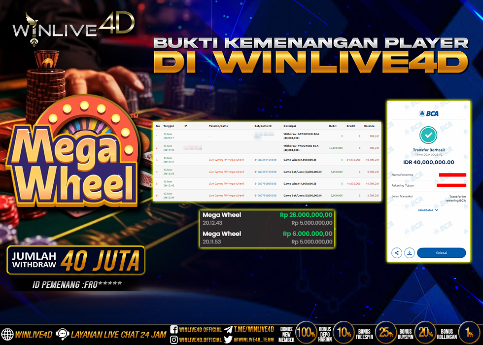 WINLIVE4D JACKPOT LIVE CASINO MEGA WHEEL