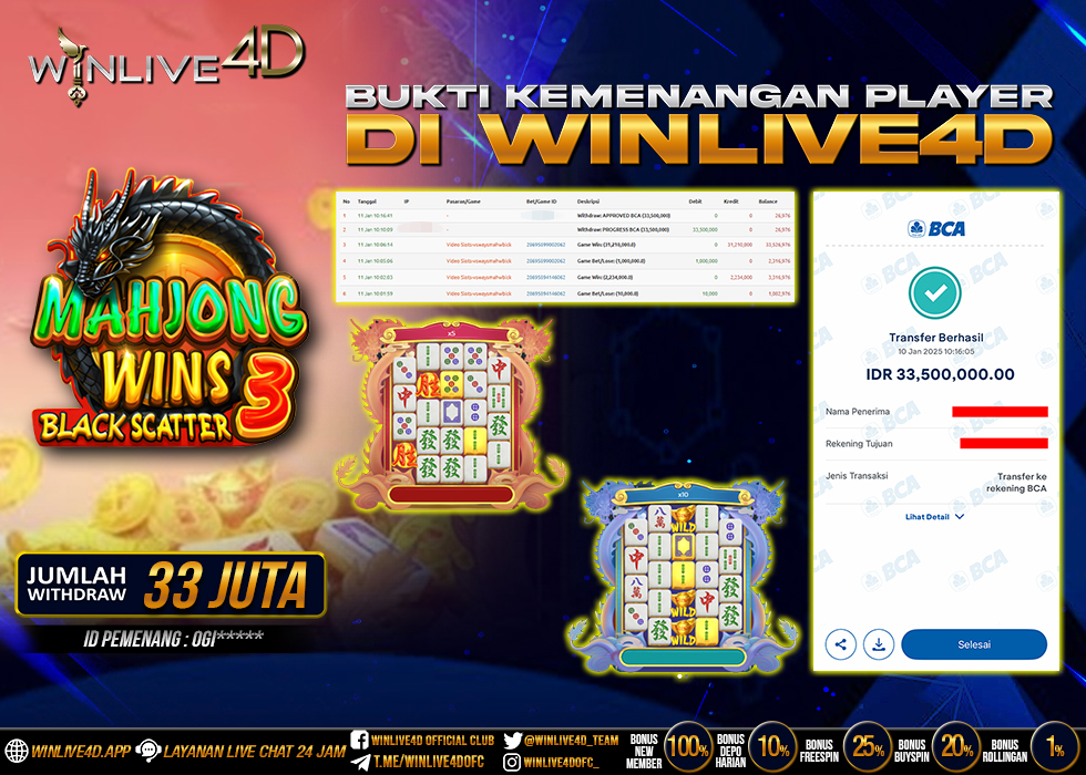 WINLIVE4D JACKPOT SLOT MAHJONG WINS 3
