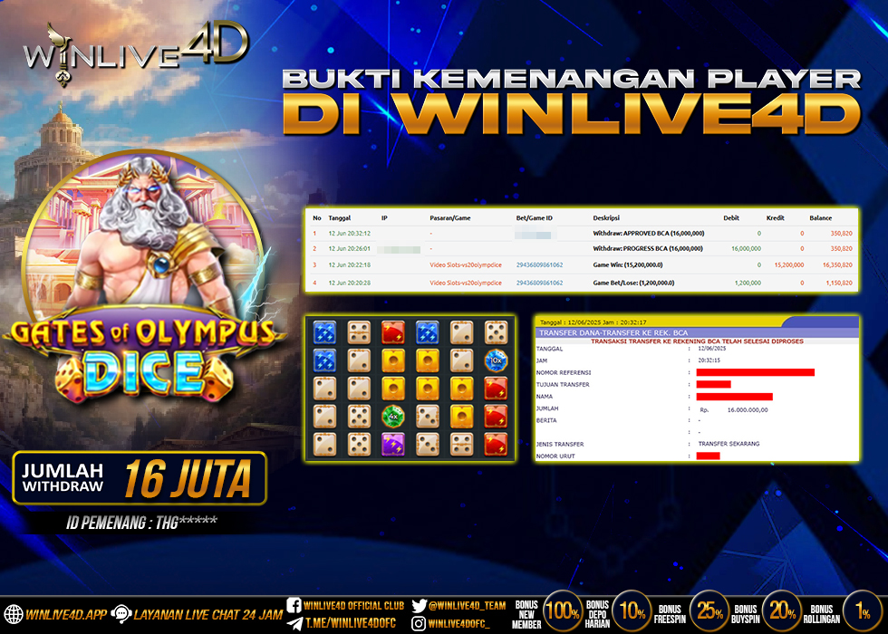 WINLIVE4D JACKPOT GATES OF OLYMPUS DICE