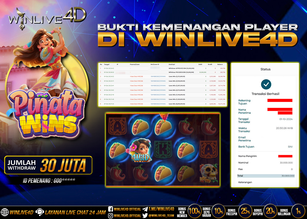 WINLIVE4D JACKPOT SLOT PINATA WINS