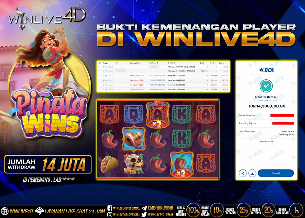 WINLIVE4D JACKPOT SLOT PINATA WINS