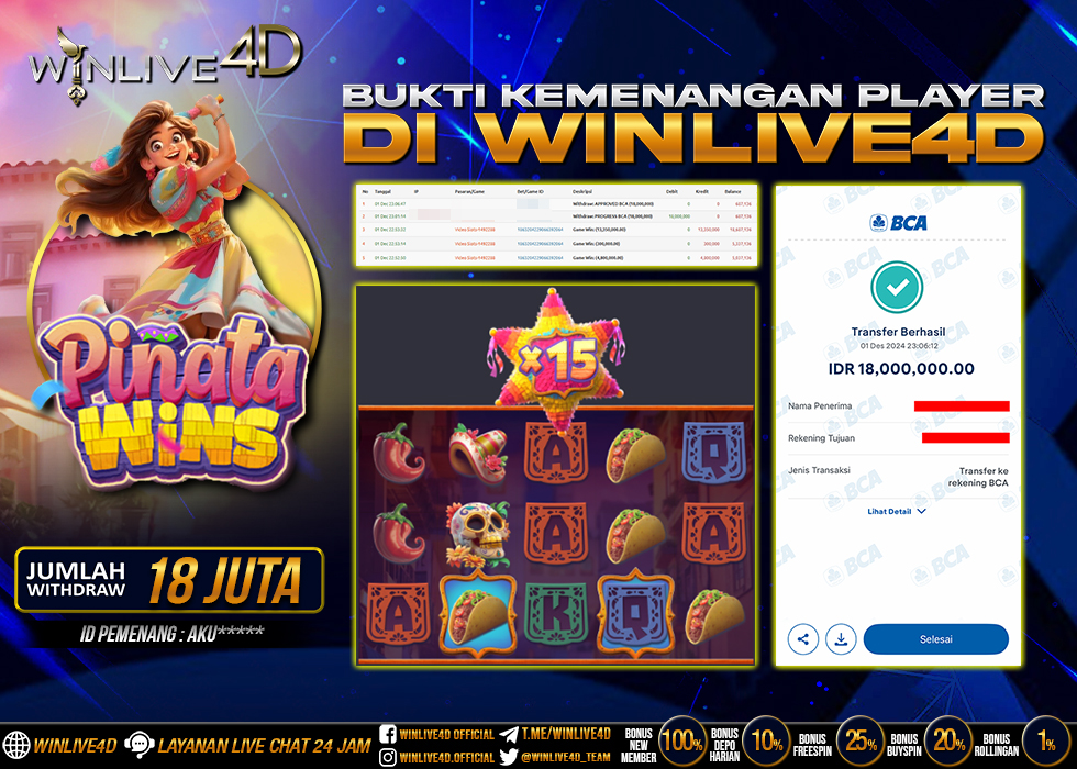 WINLIVE4D JACKPOT SLOT PINATA WINS