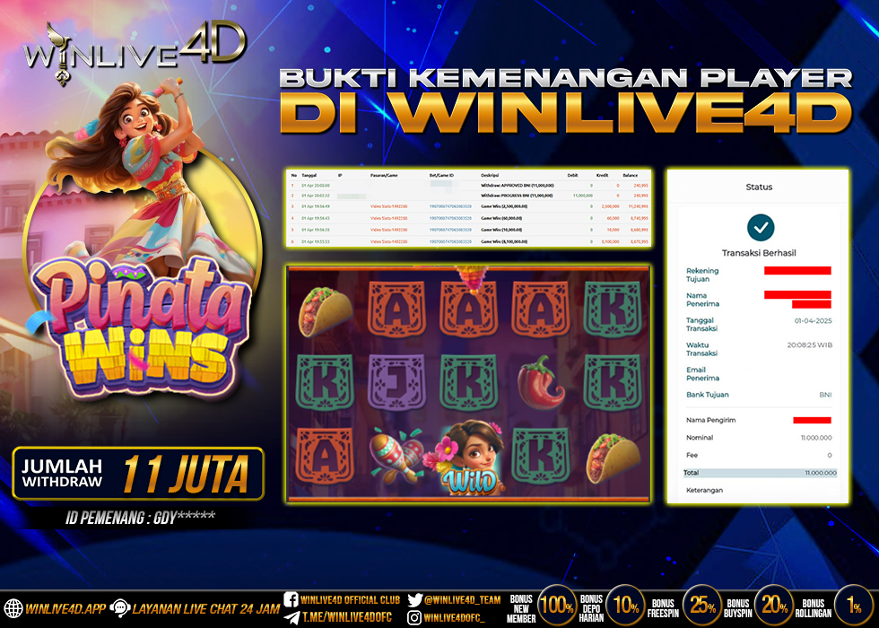 WINLIVE4D JACKPOT SLOT PINATA WINS