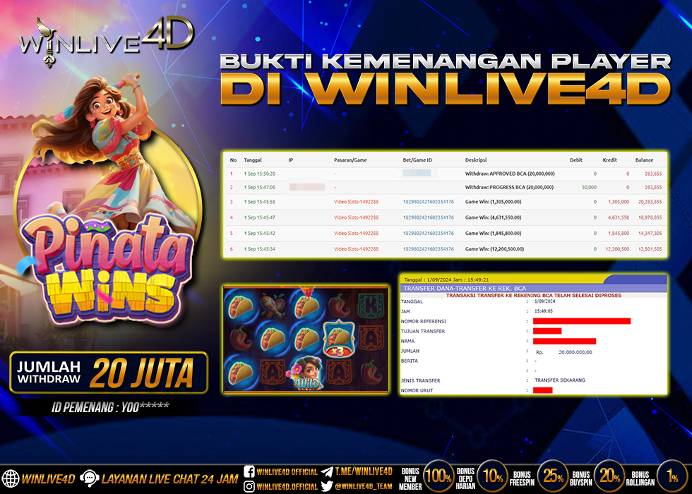 WINLIVE4D JACKPOT SLOT PINATA WINS
