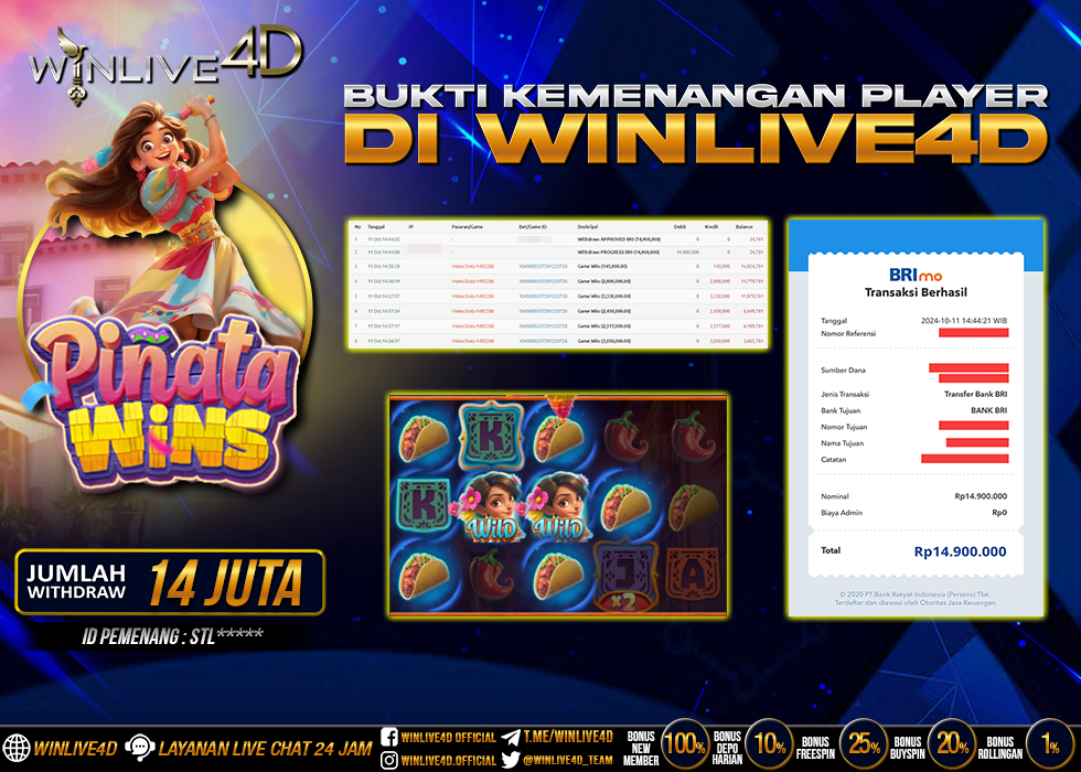 WINLIVE4D JACKPOT SLOT PINATA WINS