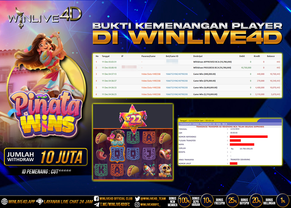 WINLIVE4D JACKPOT SLOT PINATA WINS