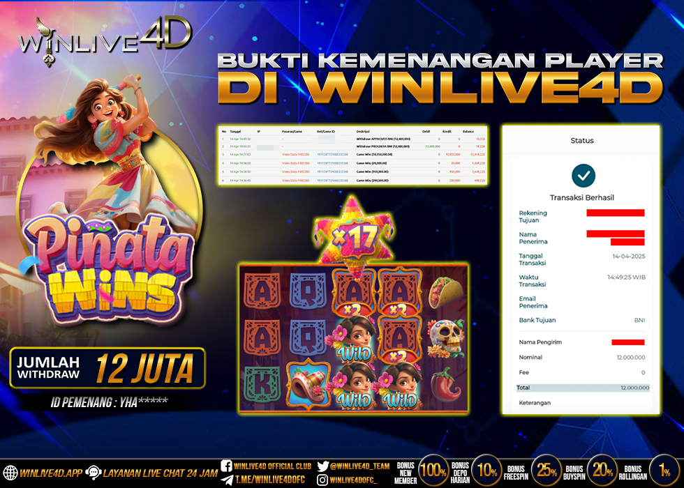 WINLIVE4D JACKPOT SLOT PINATA WINS