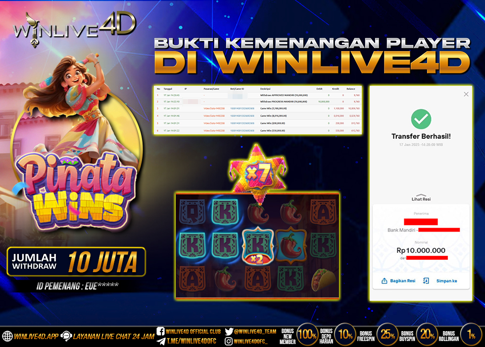 WINLIVE4D JACKPOT SLOT PINATA WINS