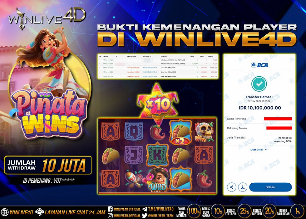 WINLIVE4D JACKPOT SLOT PINATA WINS