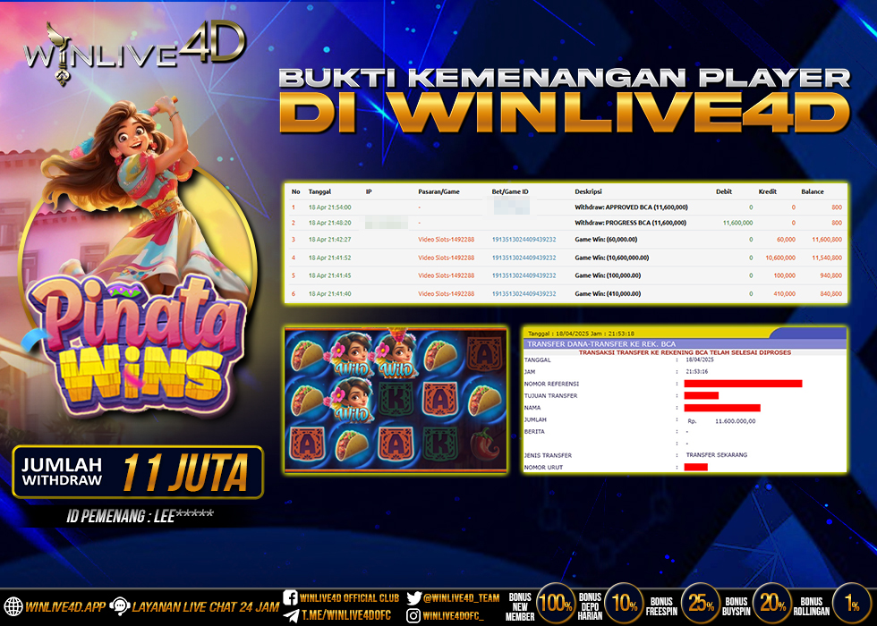 WINLIVE4D JACKPOT SLOT PINATA WINS