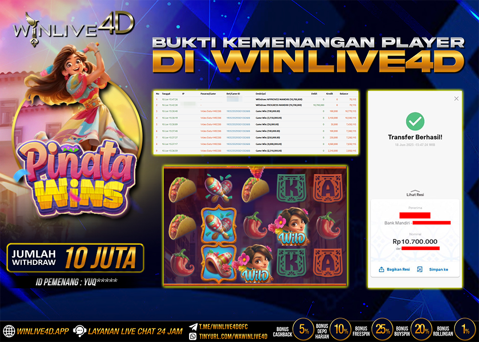 WINLIVE4D JACKPOT SLOT PINATA WINS
