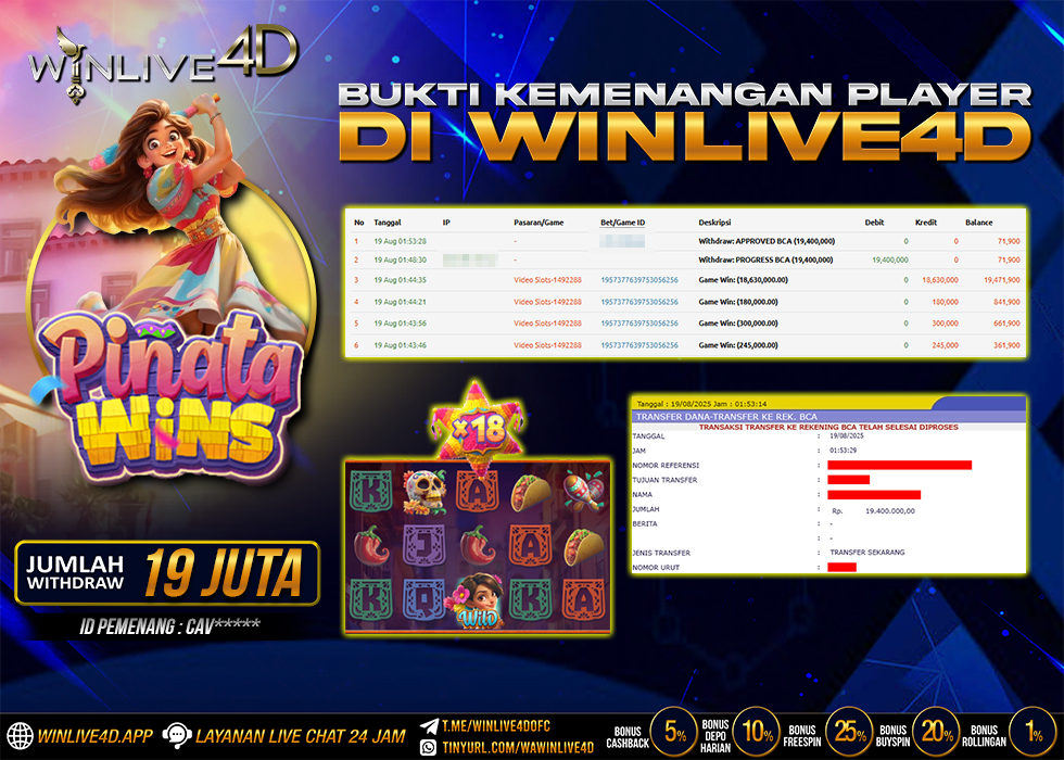 WINLIVE4D JACKPOT SLOT PINATA WINS