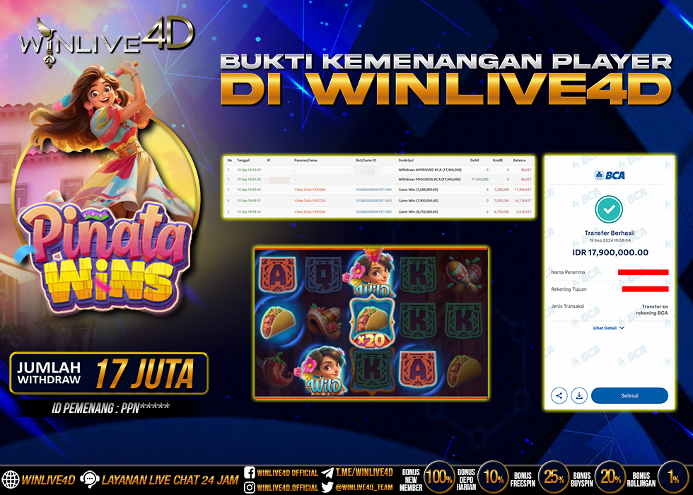 WINLIVE4D JACKPOT SLOT PINATA WINS