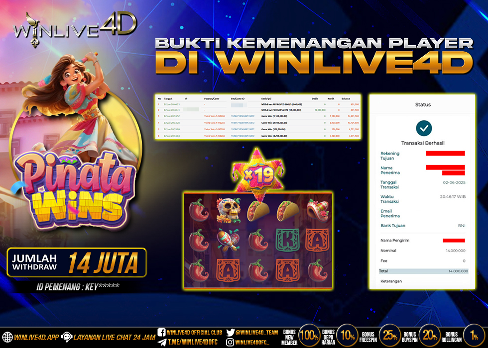 WINLIVE4D JACKPOT SLOT PINATA WINS