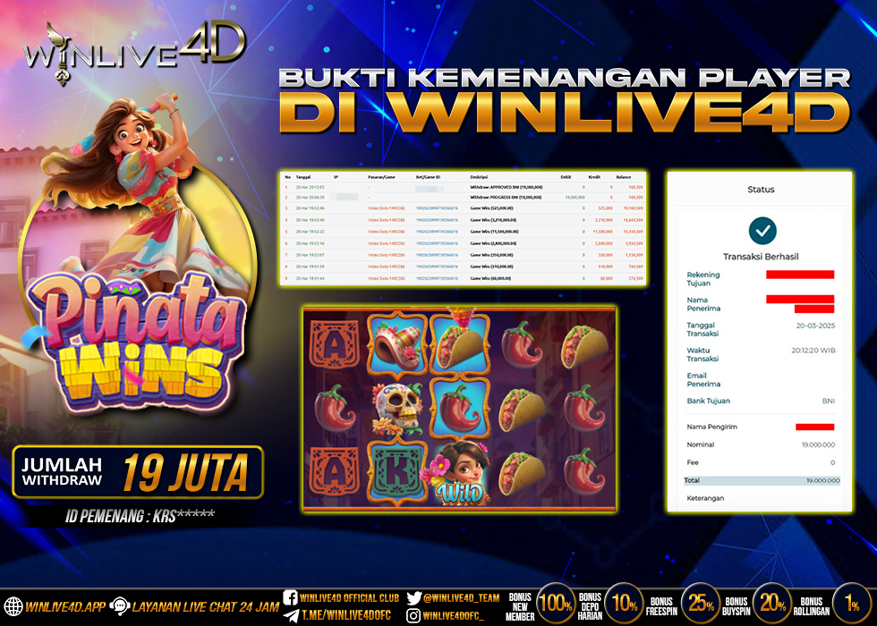 WINLIVE4D JACKPOT SLOT PINATA WINS