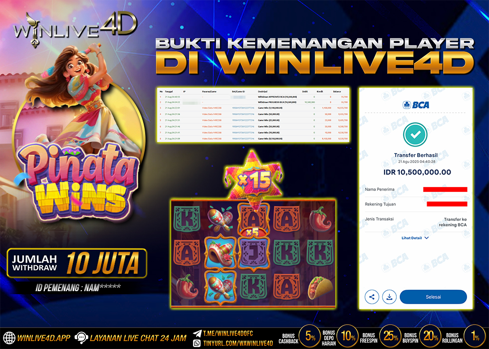 WINLIVE4D JACKPOT SLOT PINATA WINS