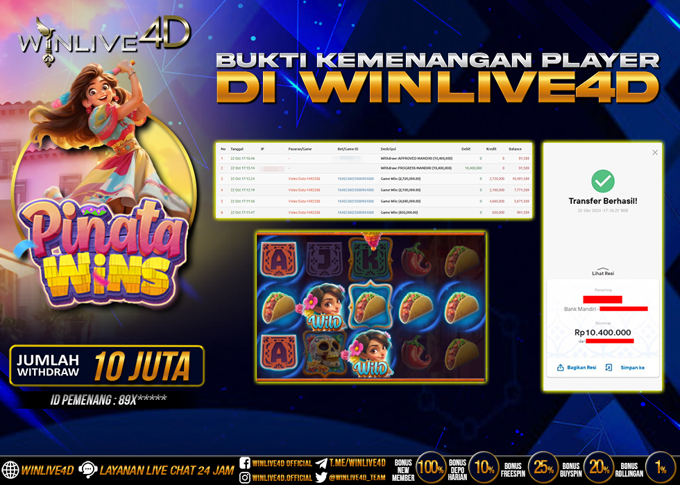 WINLIVE4D JACKPOT SLOT PINATA WINS
