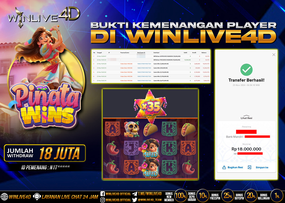 WINLIVE4D JACKPOT SLOT PINATA WINS