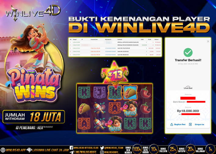 WINLIVE4D JACKPOT SLOT PINATA WINS