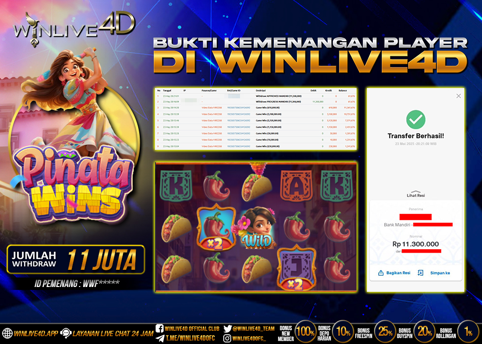 WINLIVE4D JACKPOT SLOT PINATA WINS