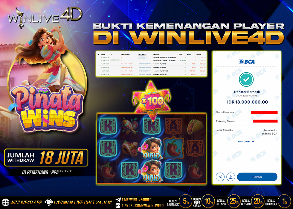 WINLIVE4D JACKPOT SLOT PINATA WINS