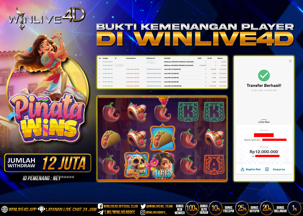 WINLIVE4D JACKPOT SLOT PINATA WINS