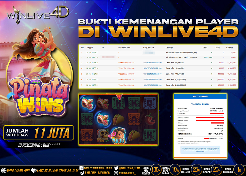 WINLIVE4D JACKPOT SLOT PINATA WINS